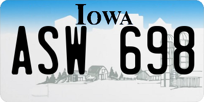 IA license plate ASW698