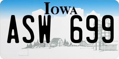 IA license plate ASW699
