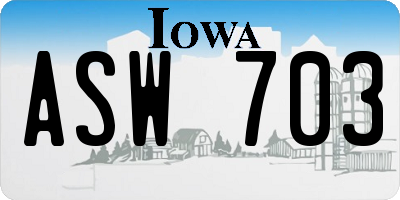 IA license plate ASW703