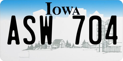 IA license plate ASW704