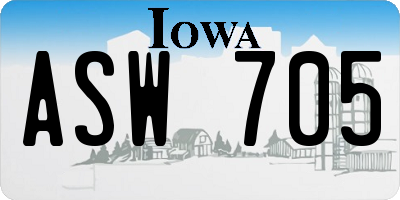 IA license plate ASW705