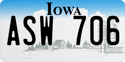 IA license plate ASW706