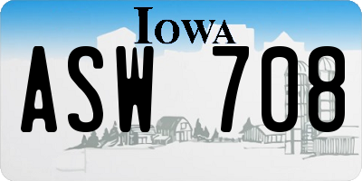 IA license plate ASW708