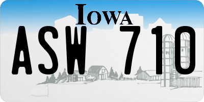 IA license plate ASW710