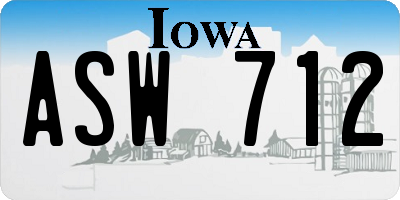 IA license plate ASW712