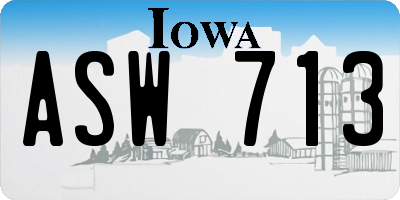 IA license plate ASW713