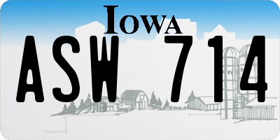 IA license plate ASW714
