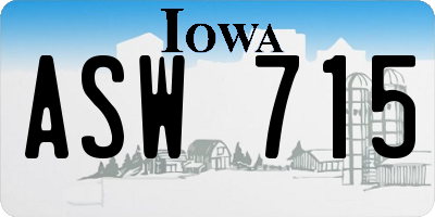 IA license plate ASW715