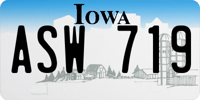 IA license plate ASW719