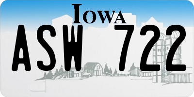 IA license plate ASW722