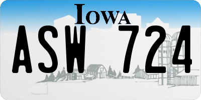 IA license plate ASW724