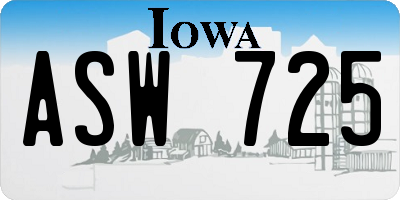 IA license plate ASW725