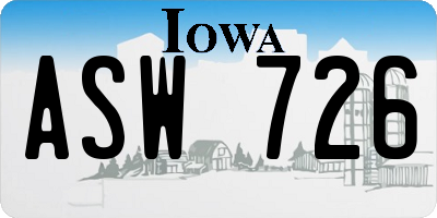 IA license plate ASW726