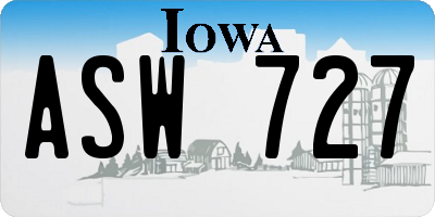 IA license plate ASW727