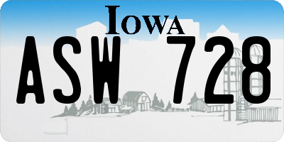 IA license plate ASW728