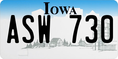 IA license plate ASW730