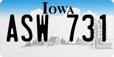 IA license plate ASW731