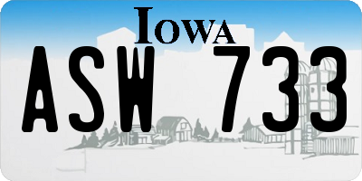 IA license plate ASW733