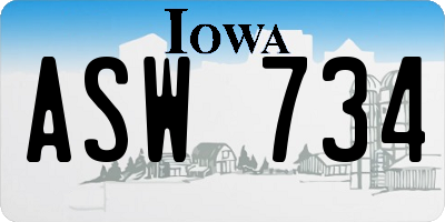 IA license plate ASW734