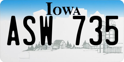 IA license plate ASW735