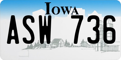 IA license plate ASW736