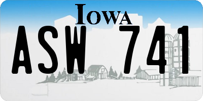 IA license plate ASW741