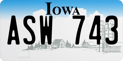 IA license plate ASW743