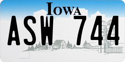 IA license plate ASW744