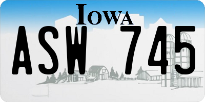 IA license plate ASW745