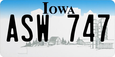 IA license plate ASW747