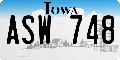 IA license plate ASW748