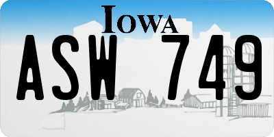 IA license plate ASW749