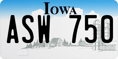 IA license plate ASW750