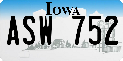 IA license plate ASW752