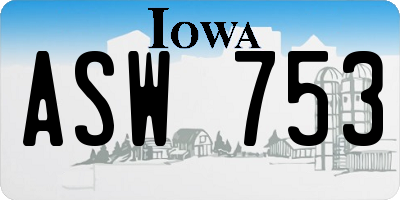 IA license plate ASW753