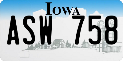 IA license plate ASW758