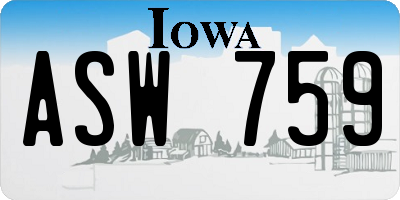 IA license plate ASW759