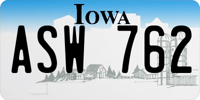 IA license plate ASW762