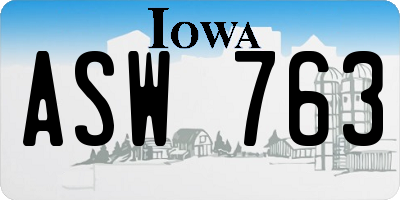 IA license plate ASW763