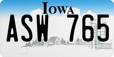 IA license plate ASW765