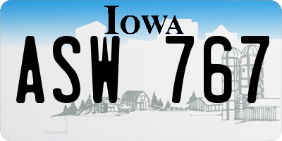 IA license plate ASW767