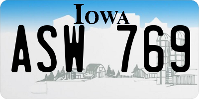 IA license plate ASW769