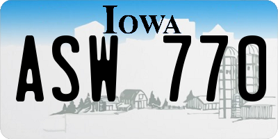 IA license plate ASW770