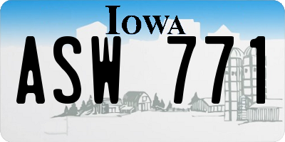 IA license plate ASW771