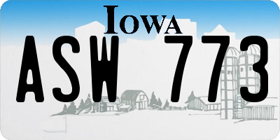 IA license plate ASW773