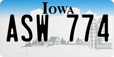 IA license plate ASW774