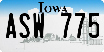 IA license plate ASW775