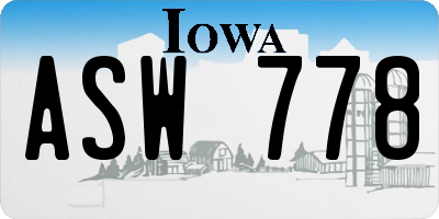 IA license plate ASW778