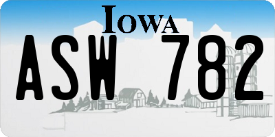 IA license plate ASW782