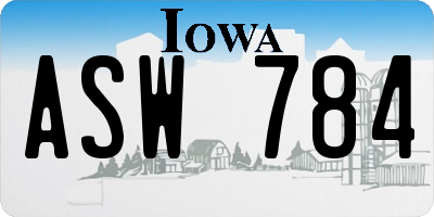 IA license plate ASW784